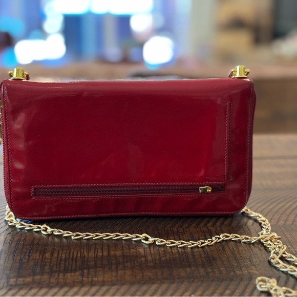 CHANEL CC Logo Patent Leather Zip Around Long Wallet Red vintage converted - Picture 4 of 16
